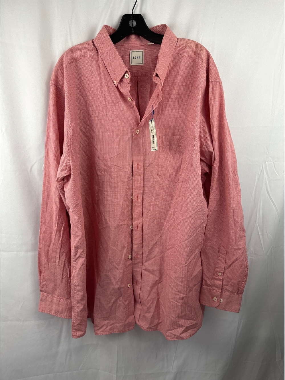 ROWM Men's Button-Up Shirt 2XT Cherry Red Gingham
